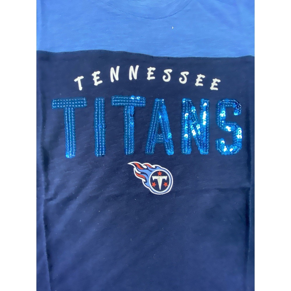 NEW NFL Team Apparel Womens Shirt Small Shimmer Sequins Tennessee Titans Dazzle